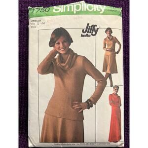 simplicity 7750 Sewing pattern pullover dress midi cowl neck size 12